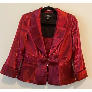 Red Satin Blazer & Tank Set Dressbarn Collection Size 10